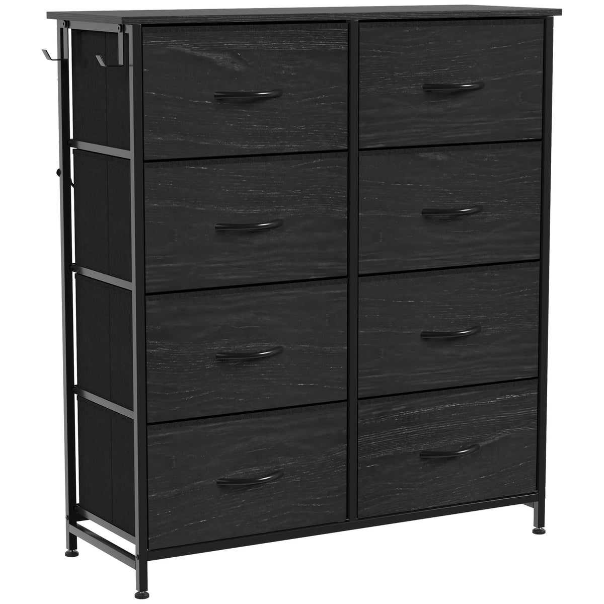 Chest of Drawers, Dresser with 8 Fabric Drawers, Tall Storage Unit - Black