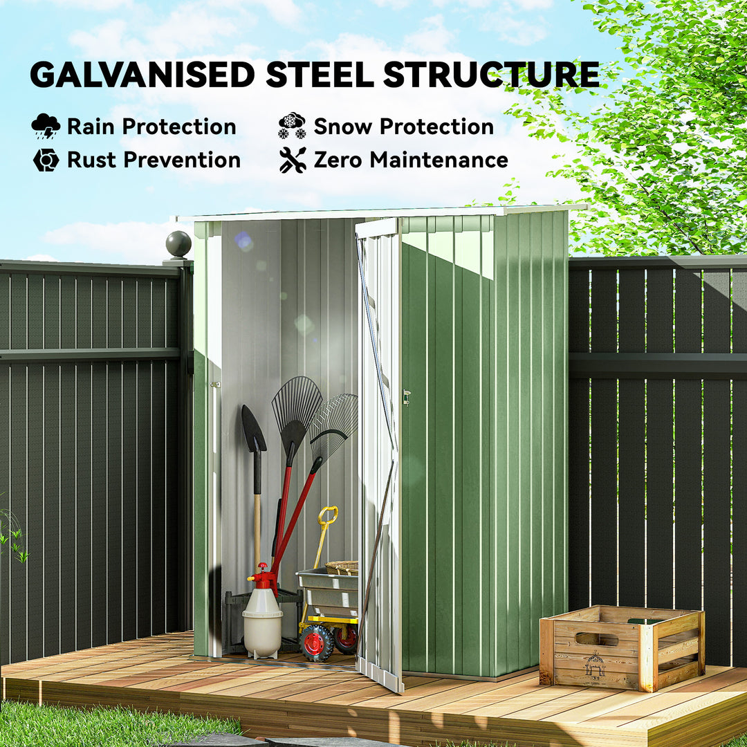 5ft x 3ft Metal Garden Storage Shed, Outdoor Tool Shed with Sloped Roof, Lockable Door for Tools, Equipment, Light Green