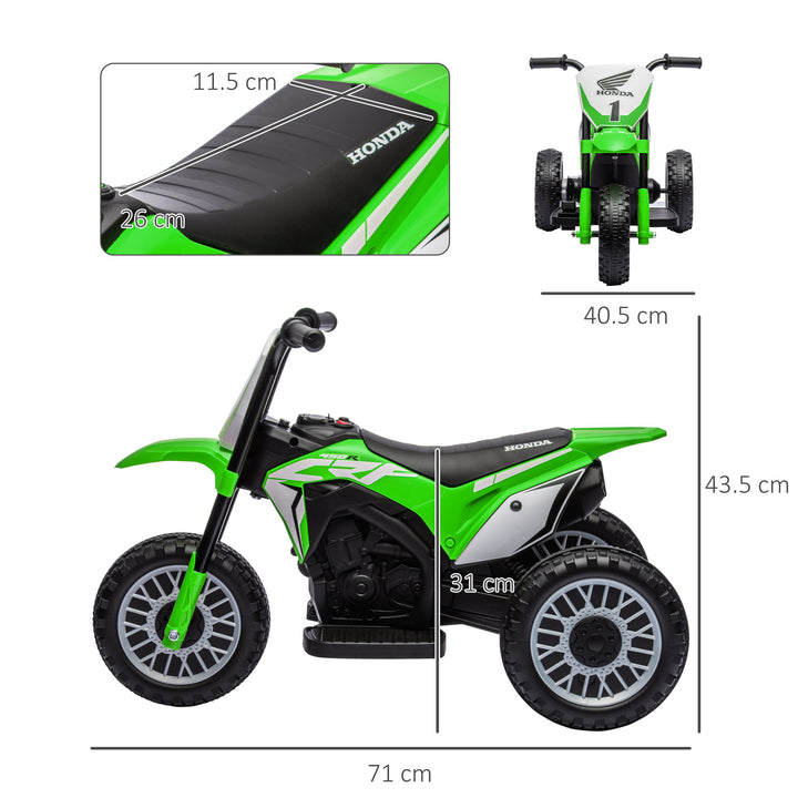 HOMCOM 6V Electric Motorbike for Toddlers, 3-Wheel Design, with Horn and Startup Sound, Vibrant Green | Aosom UK