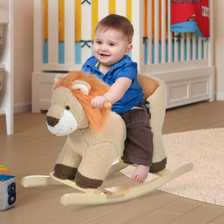 HOMCOM Toddlers Plush Lion Rocking Horse Brown | Aosom UK