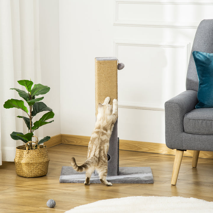 PawHut Cat Scratching Post, 79cm Tall with Jute Scratcher and Climbing Activity Centre, Carpet Base and Dangling Ball, Grey | Aosom UK