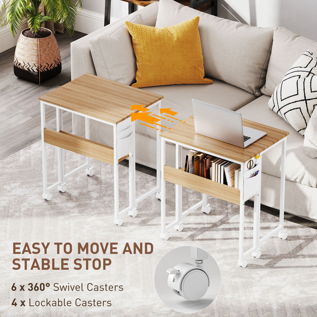 63 cm Drop Leaf Writing Work Desk - Natural Wood Finish