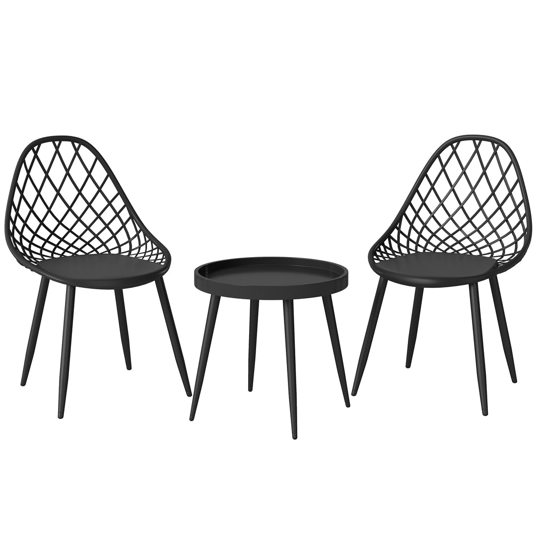 3-Piece Outdoor Bistro Set with 2 Chairs and Round Table for Garden, B