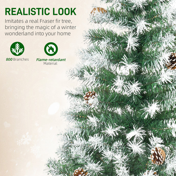 6FT Artificial Christmas Tree with Pine Cones, Holiday Home Xmas Decoration Automatic Open, Green