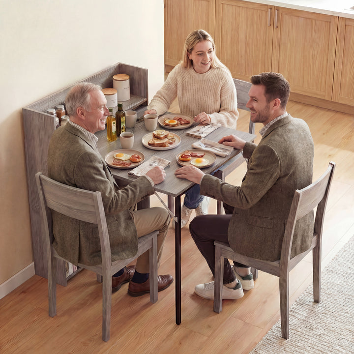 Kitchen Table, Folding Dining Table, with 4-Tier Shelves, Modern Drop-