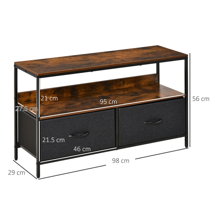 TV Stand Cabinet with 2 Foldable Drawers - Rustic Brown