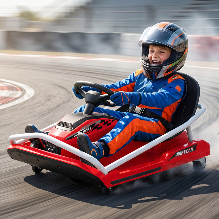 24V Electric Go Kart for Kids with Drift Mode, 300W Brushless Motor, S