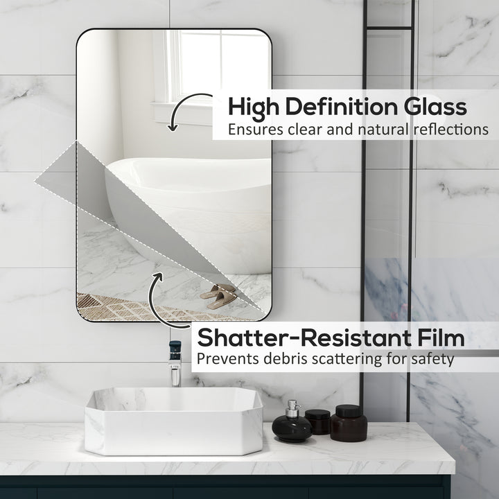 90 x 60cm Curved Bathroom Mirror - Black
