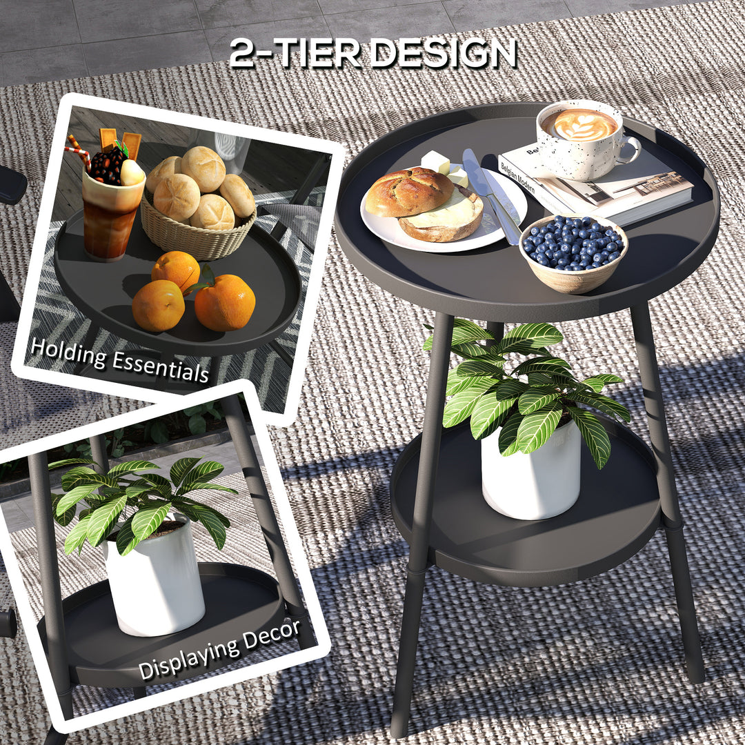 Two-Tier Metal Garden Table - Black
