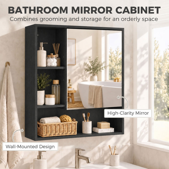 Bathroom Mirror Cabinet, Wall-Mounted Bathroom Cabinet with Mirror - view 4