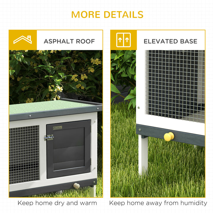 Wooden Rabbit Hutch Guinea Pig Hutch Bunny Cage Small Animal Habitat Openable Asphalt Roof for Outdoor Use 90 x 45 x 65 cm