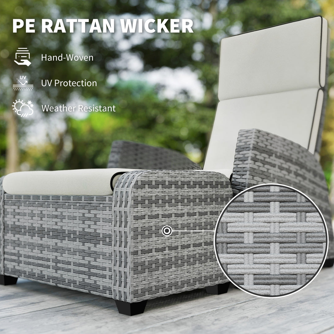 5-Piece Rattan Garden Furniture Set with Cushions - Grey