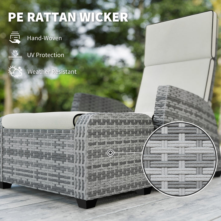 5-Piece Rattan Garden Furniture Set with Cushions - Grey