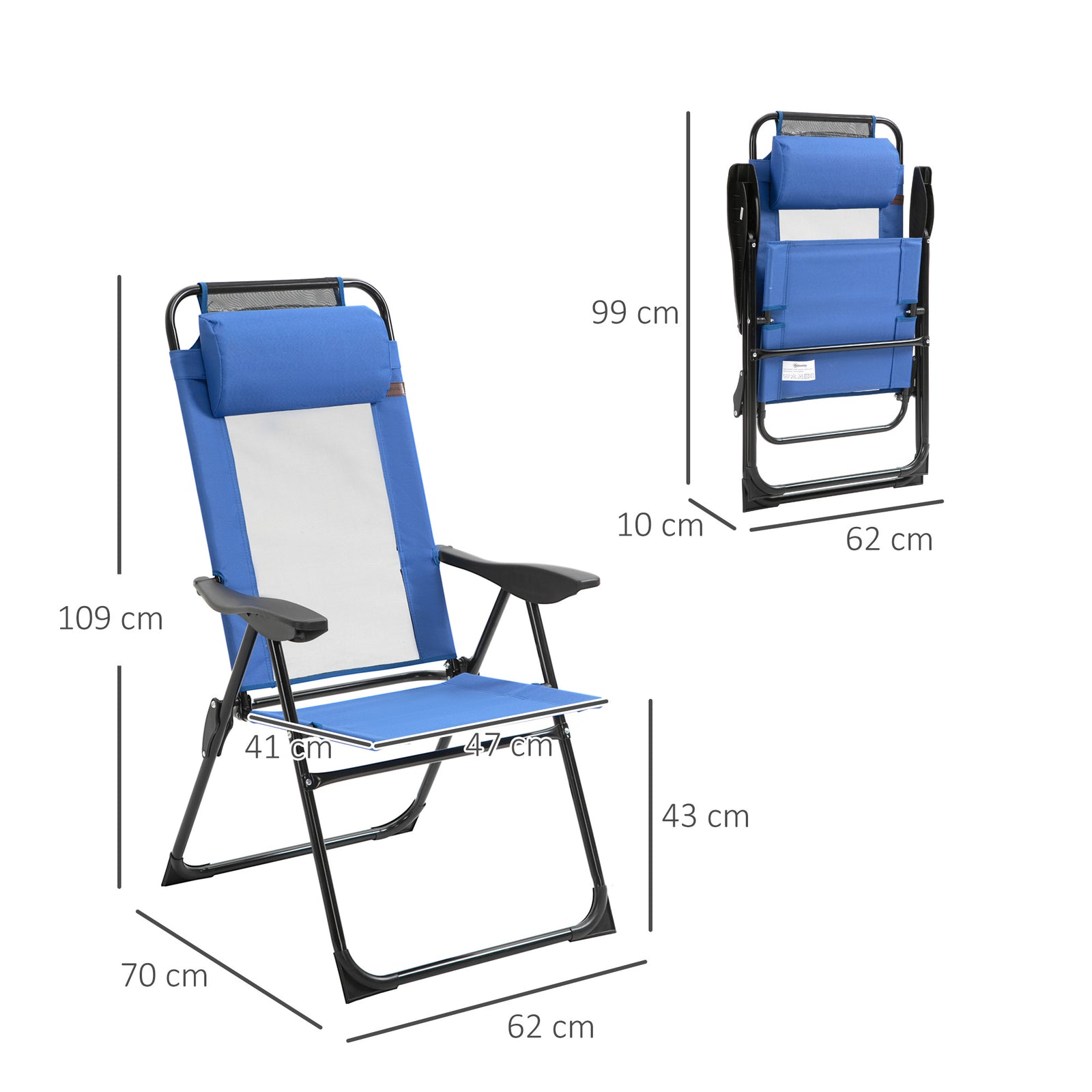 Folding Garden Chairs Set of 2, 5-Position Recliner Camping Chair with
