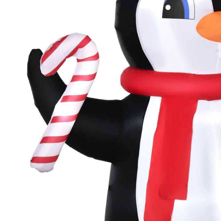 MCL 8ft Inflatable Christmas Penguin Holding Candy Cane Blow Up Outdoor Decoration with LED Lights for Holiday