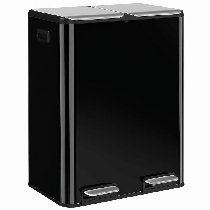 2 x 30L Double Kitchen Bin, Stainless Steel Pedal Rubbish Bin with
