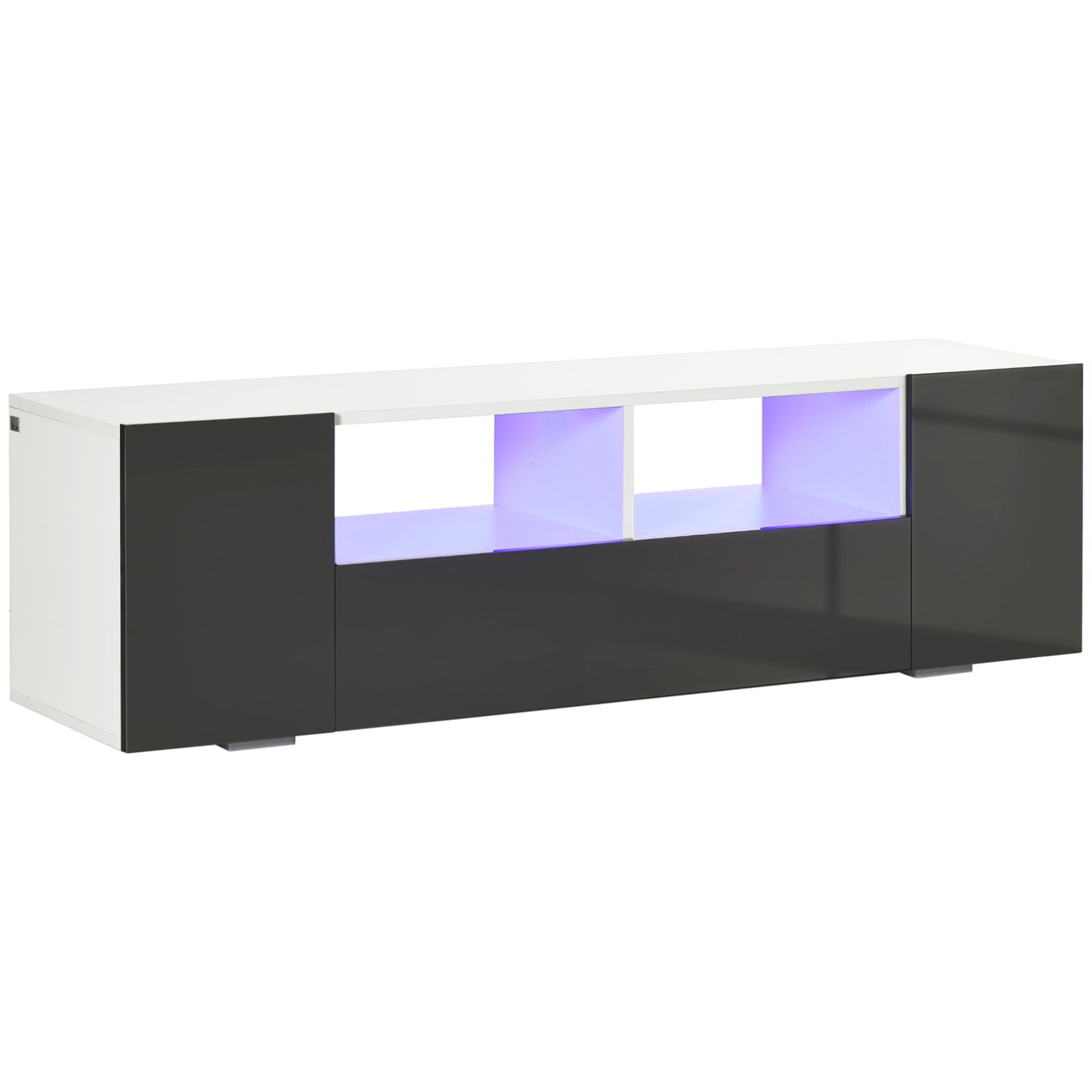 16 LED Light TV Stand, with Storage - High Gloss Grey