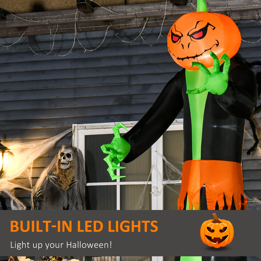 9FT Inflatable Halloween Pumpkin Ghost with Build in LED, Outdoor Lighted Blow Up Inflatables for Party Indoor, Garden, Lawn
