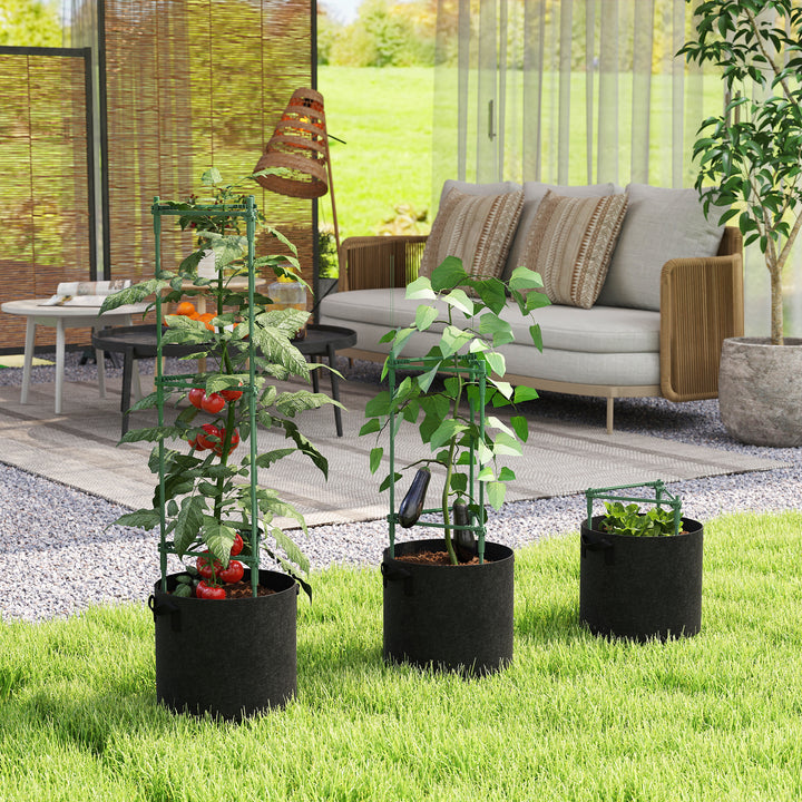 3 Packs Tomato Cages with 83.7L Grow Bags, 47.2" Adjutstable Triangle Plant Stakes Support Trellis with Planter Bags