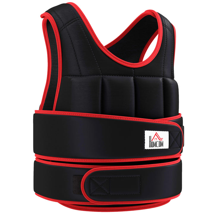 MCL 20kg Weighted Vest, Adjustable Running Weight Vest with 38 Weight Bags for Men or Women Cardio Exercise, Black and Red