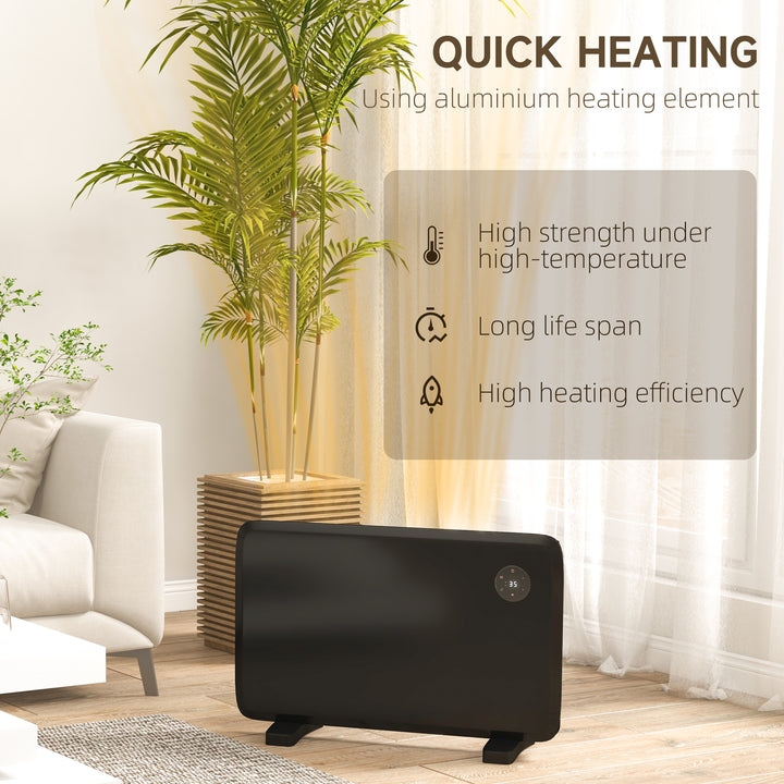 HOMCOM 1.2kW Freestand/On-Wall Electric Convector Heater, with Adjustable Thermostat - Black