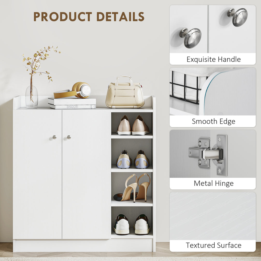 Shoe Storage Cabinet Two Doors w/ Adjustable 4 Shelves Cupboard Footwear Rack Stand Organiser Hallway White