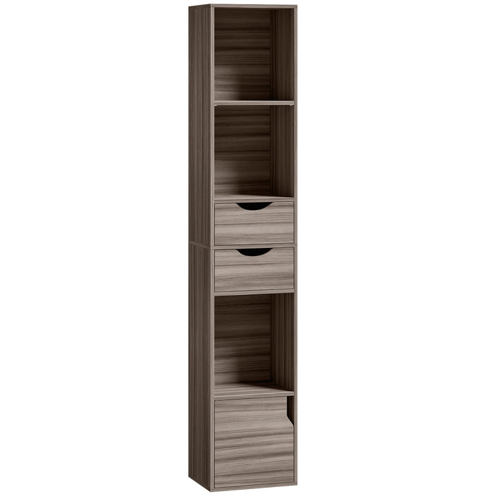 Bookcase with Drawers Adjustable Shelf Bookshelf with 2 Drawers and Ca