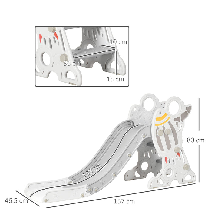 AIYAPLAY Space Theme Kids Slide, Indoor Freestanding Slide for Toddlers Ages 1.5-3 Years, Grey | Aosom UK