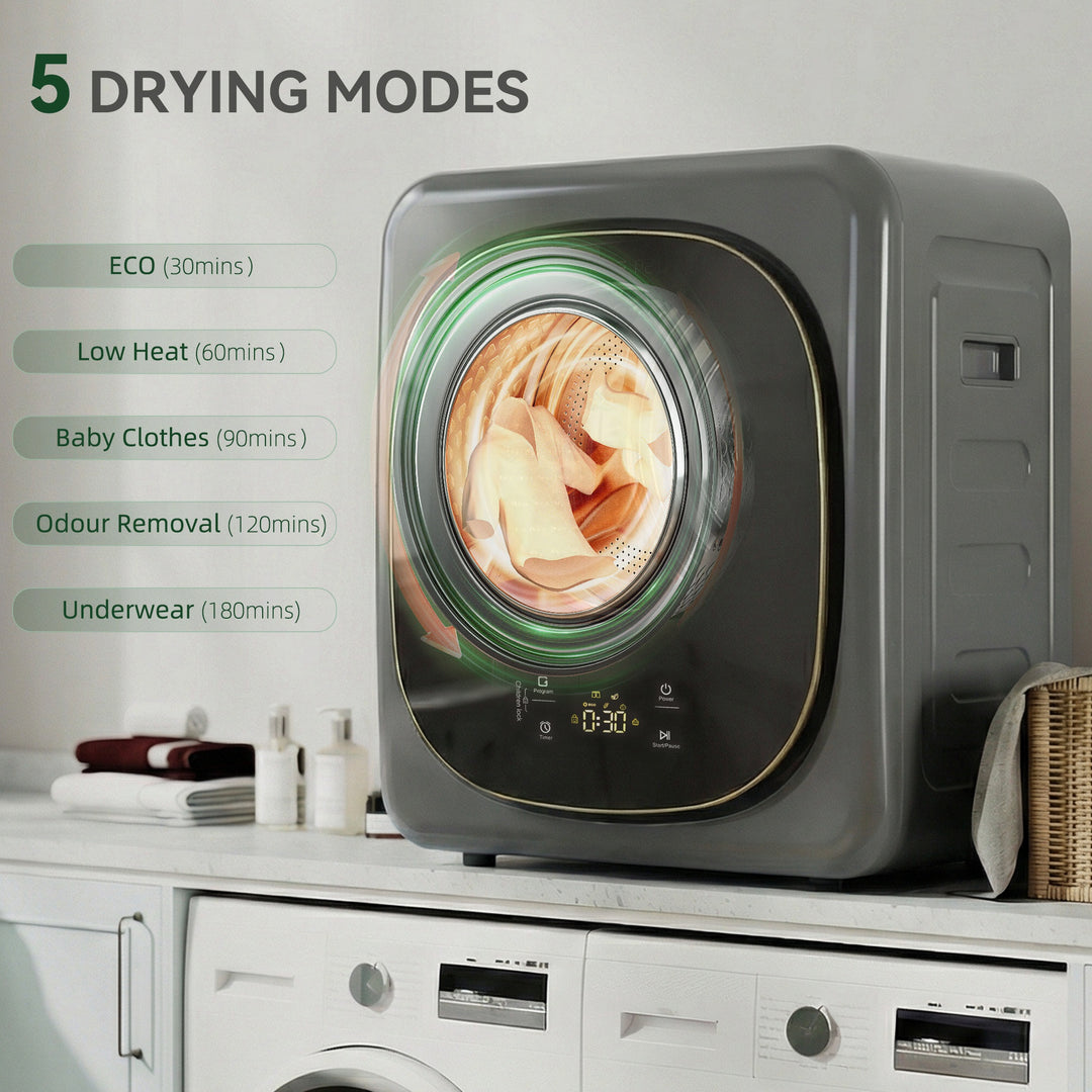 4kg Vented Tumble Dryer with 5 Drying Mode, 800W Compact Freestanding 