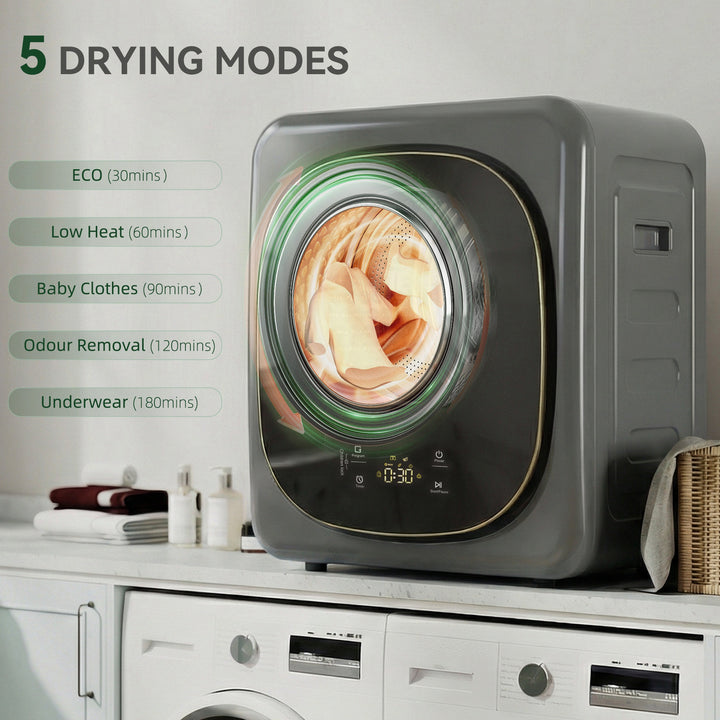 4kg Vented Tumble Dryer with 5 Drying Mode, 800W Compact Freestanding 