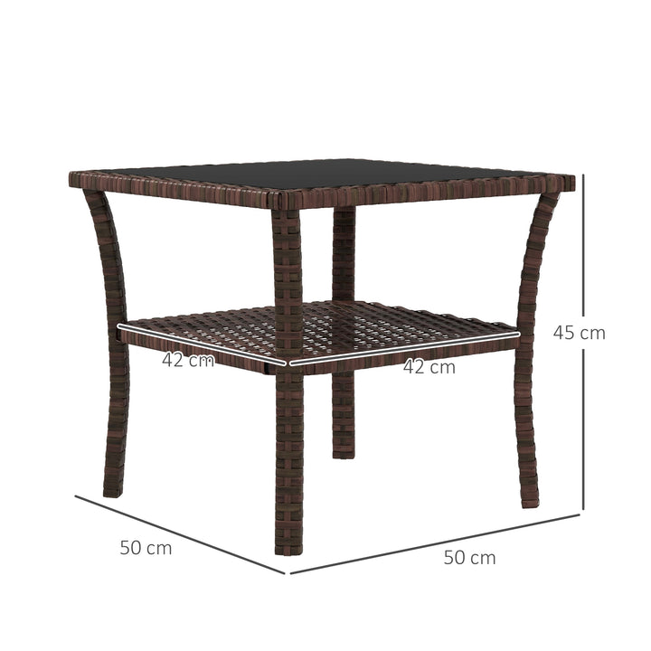 Two-tier PE Rattan Square Coffee Table - Brown