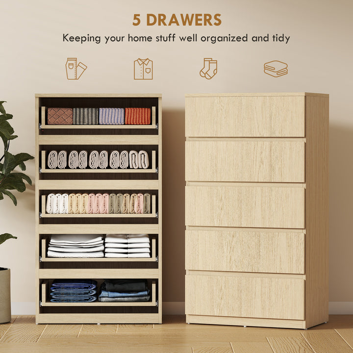 Chest of Drawers, 5-Drawer Storage Cabinets, Modern Dresser, Storage D