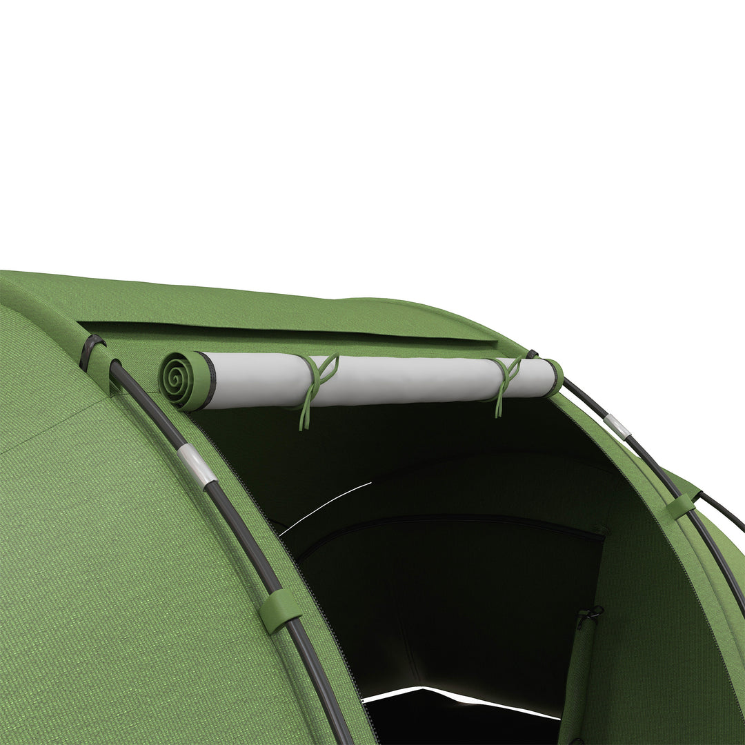 4-6 Man Camping Tent with Living Area and 2 Bedrooms, Hiking Sun Shelter, UV Protection Tunnel Tent, Dark Green