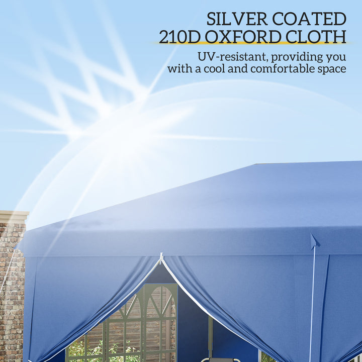 3 x 6 m Garden Pop Up Gazebo, Wedding Party Tent Marquee, Water Resistant Awning Canopy with Sidewalls, Windows, Carry Bag, Blue