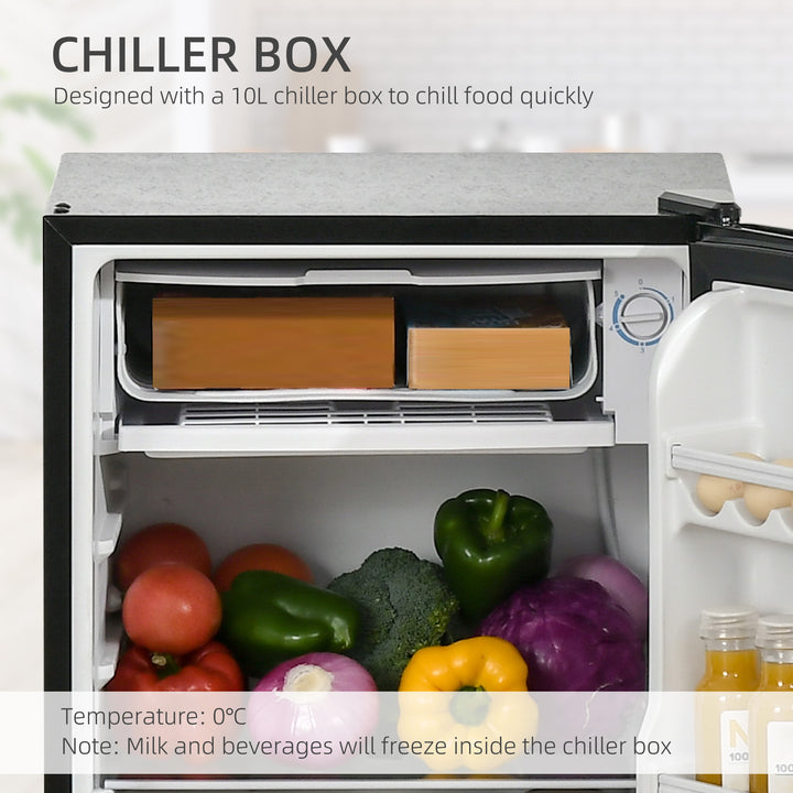 91 Litre Freestanding Under Counter Fridge Freezer, Small Fridge with Chiller Box, Adjustable Thermostat, 47.5cm Wide, Black