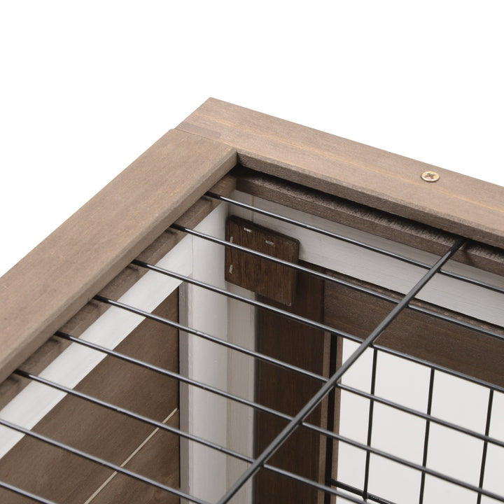 Two-Tier Rabbit Hutch Pet Cage, with Wheels - Brown