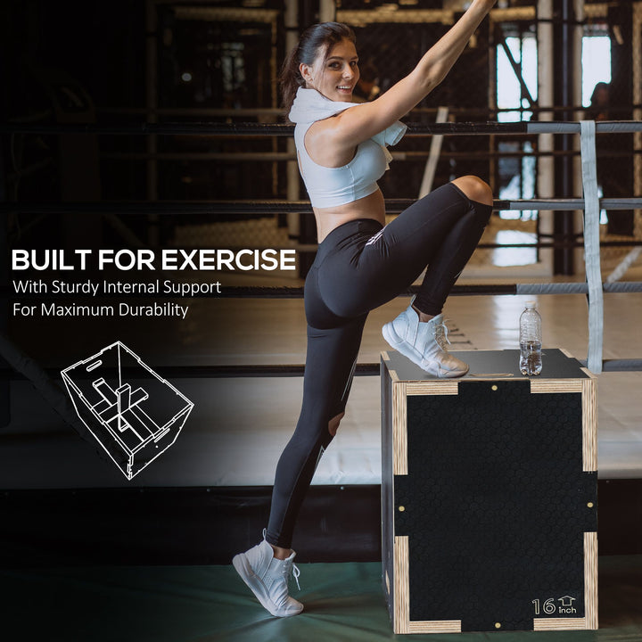 Multi-Faceted Jump Box, Wooden Step Up Box, for Home, Gym, Exercise, B