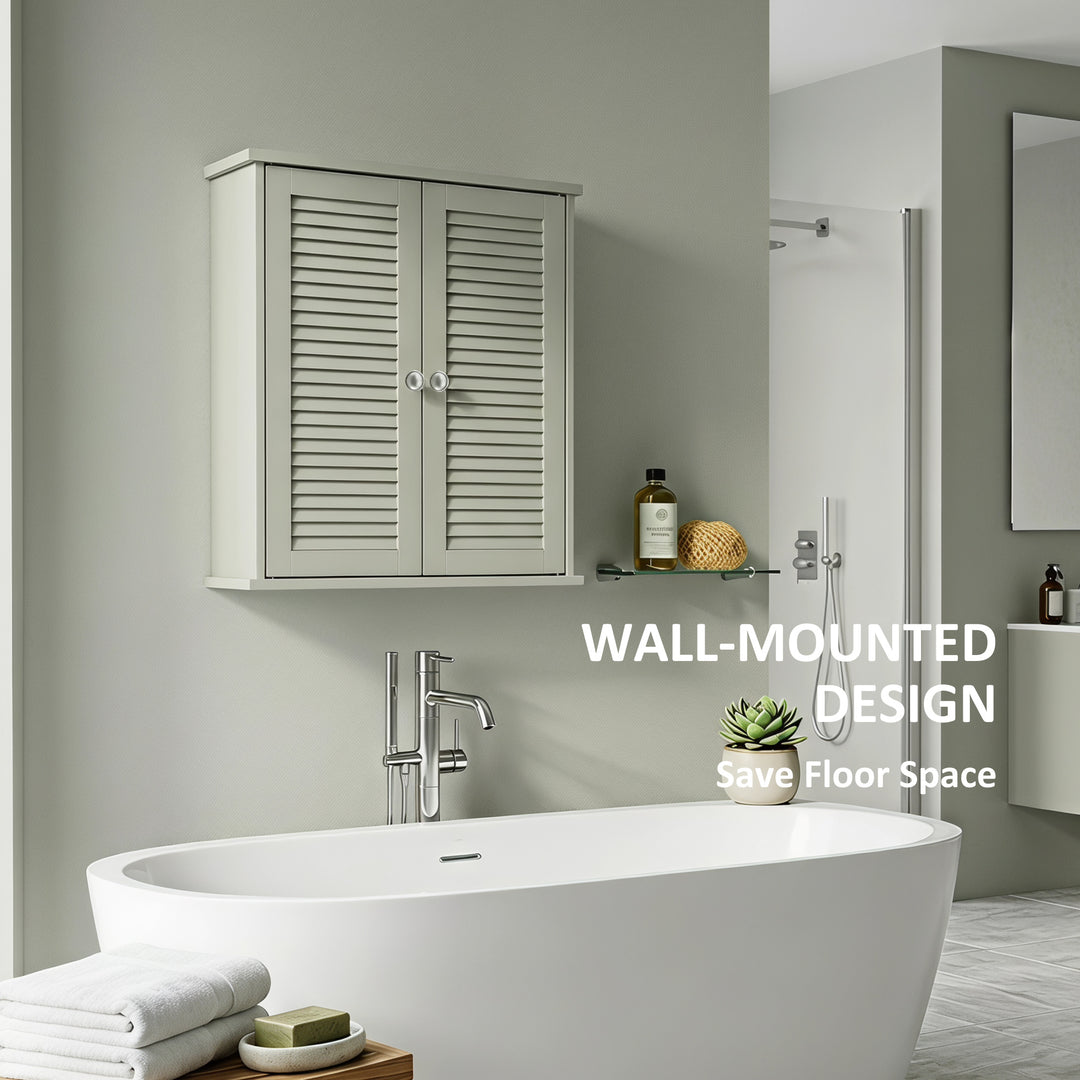 Bathroom Cabinet, Bathroom Wall Cabinet with Louvered Doors and Adjust