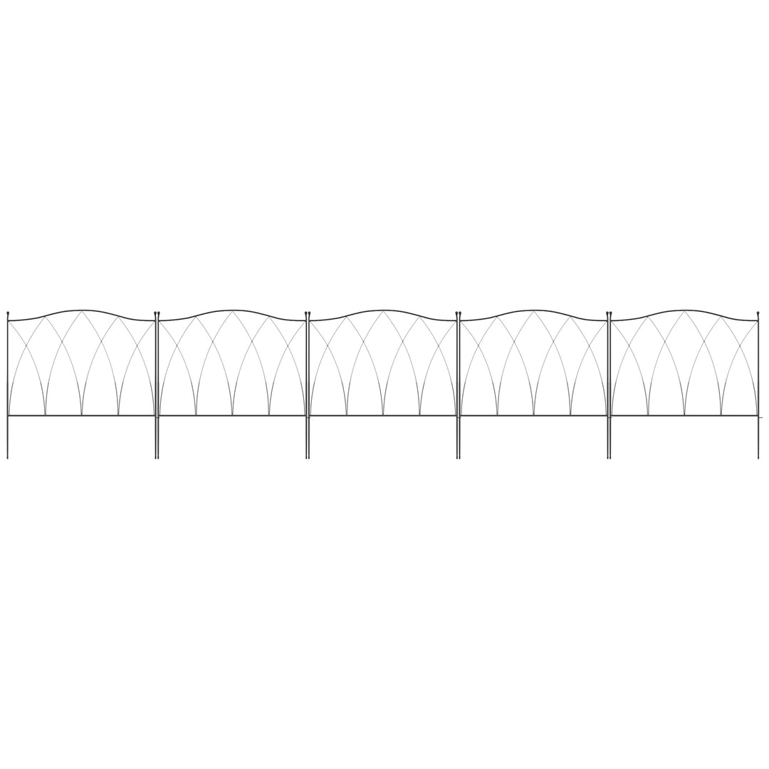 Set of Five 61.5cm Decorative Metal Fence Panels - Black