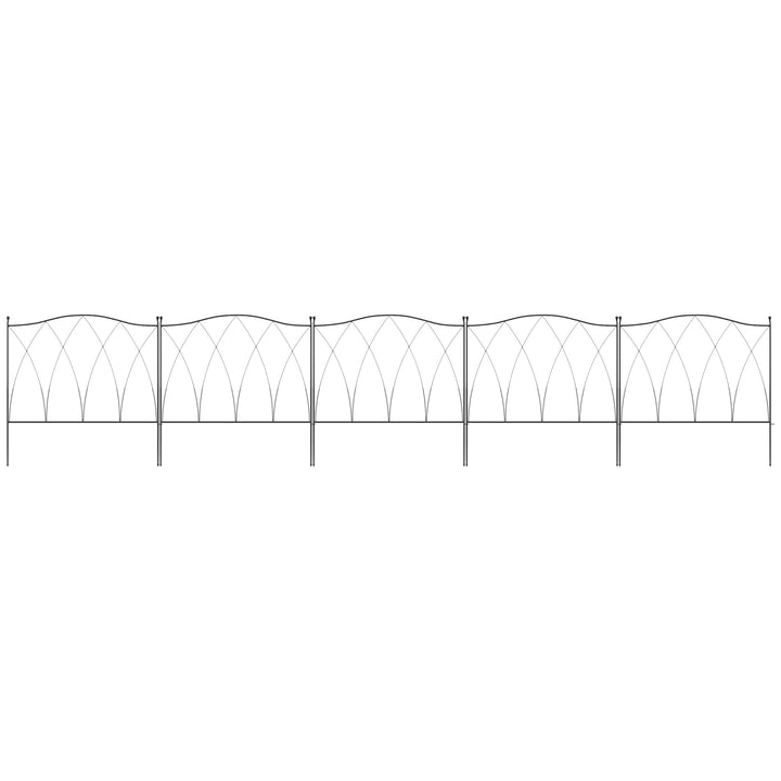 Set of Five 61.5cm Decorative Metal Fence Panels - Black