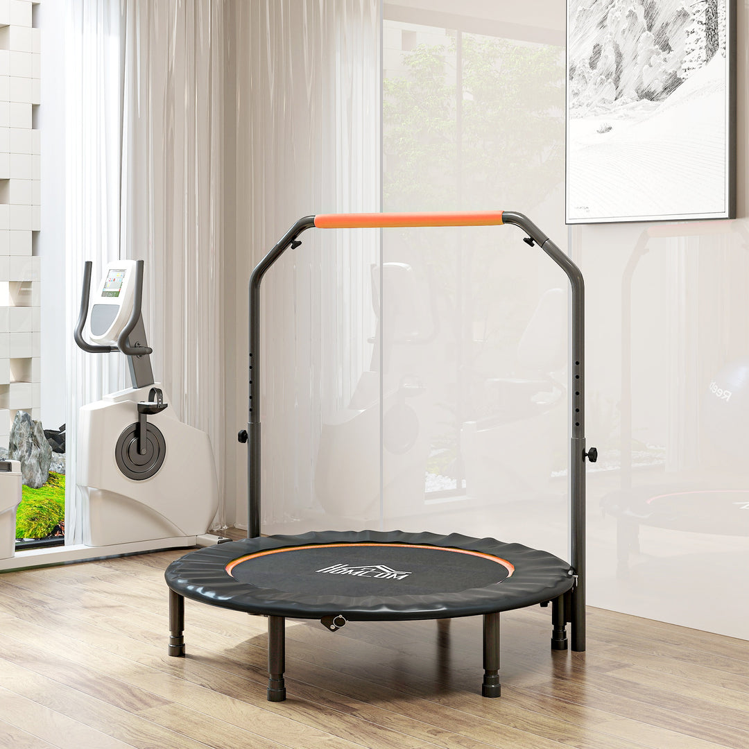 45" Foldable Mini Fitness Trampoline, with Adjustable Foam Handle, Orange