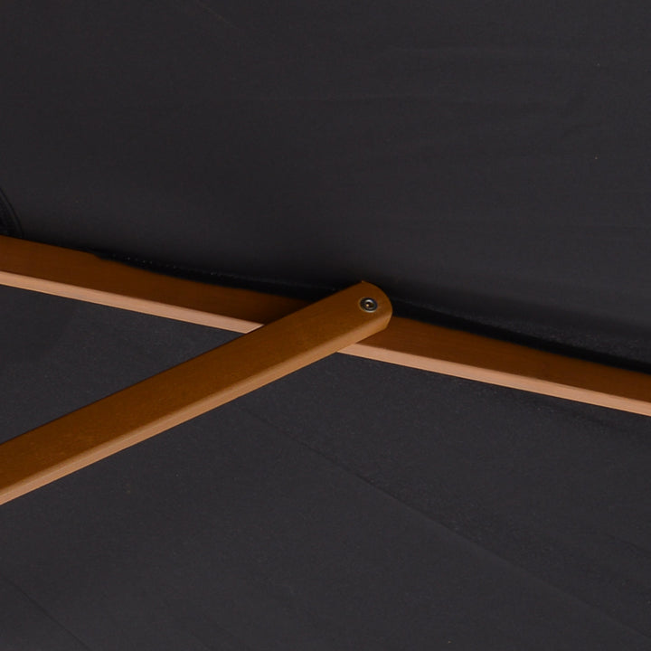 MCL 2.5m Wood Garden Parasol Sun Shade Patio Outdoor Wooden Umbrella Canopy Black