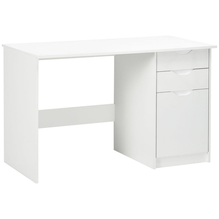 HOMCOM High Gloss Computer Desk with Drawers, Modern Writing Workstation with Storage Cabinet, PC Study Table for, Office, Study, White | Aosom UK