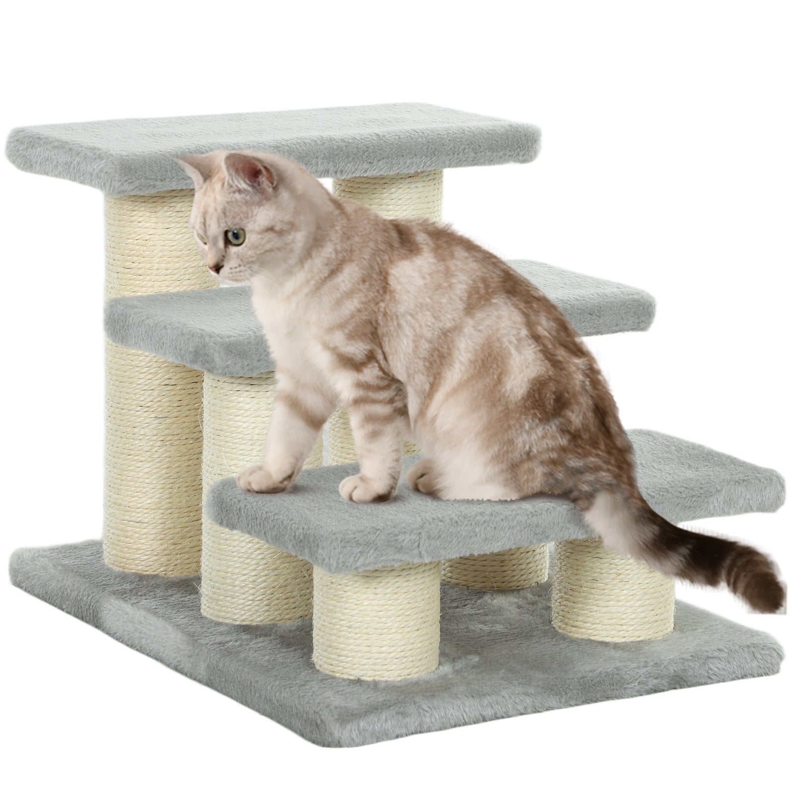 Pet Stairs 3-step Pet Ladder Cat dog Stairs Climb Ladder Cat Tree, Grey