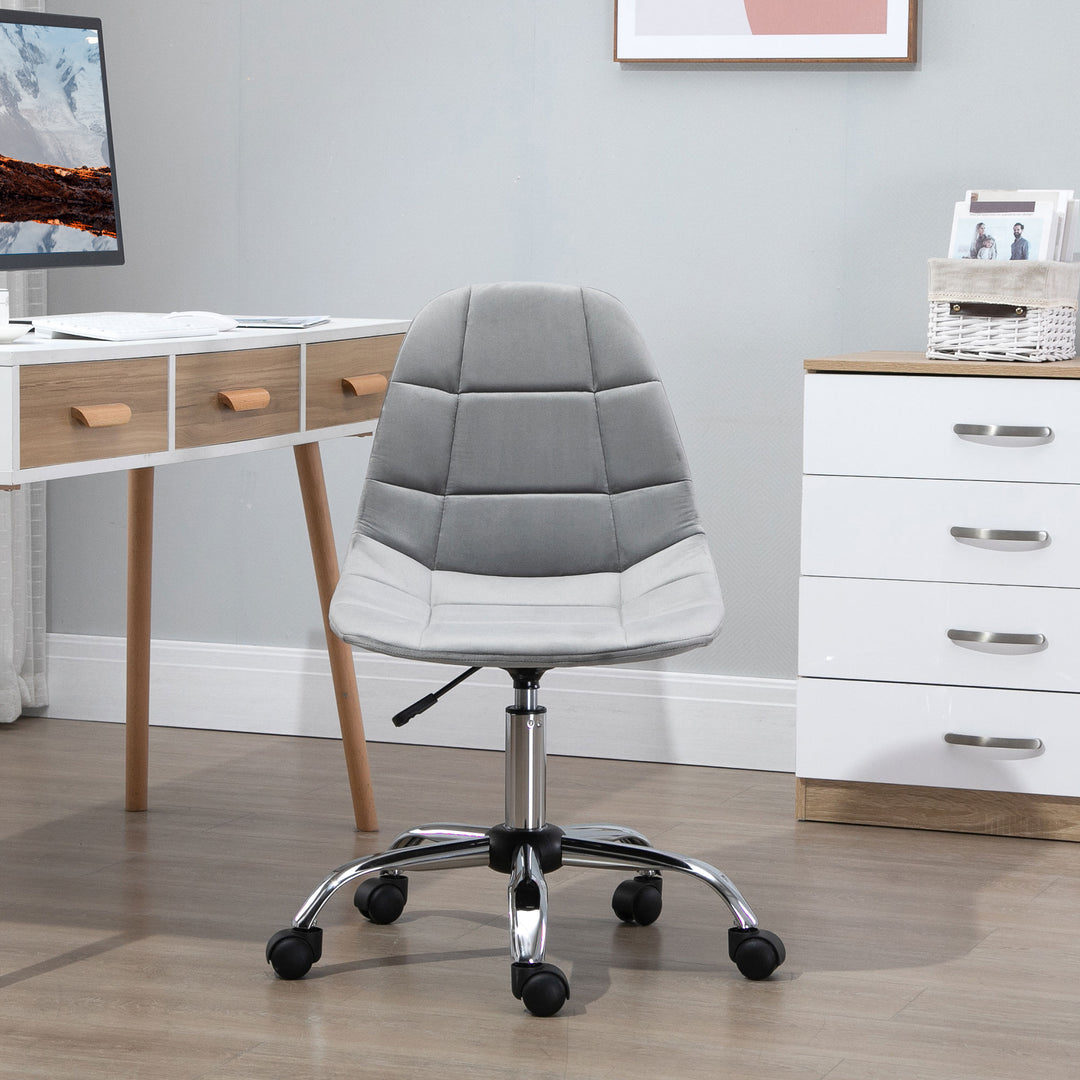 MCL Ergonomic Office Chair with Adjustable Height and Wheels Velvet Executive Chair Armless for Home Study Bedroom Grey