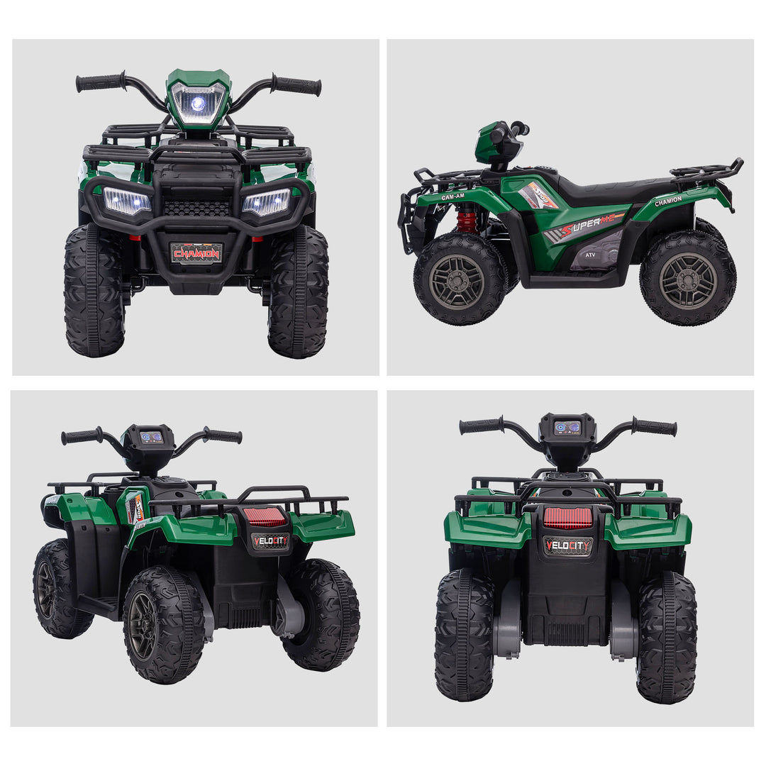 HOMCOM 12V Kids Quad Bike with Forward Reverse Functions, Electric Ride On ATV with Music, LED Headlights, for Ages 3