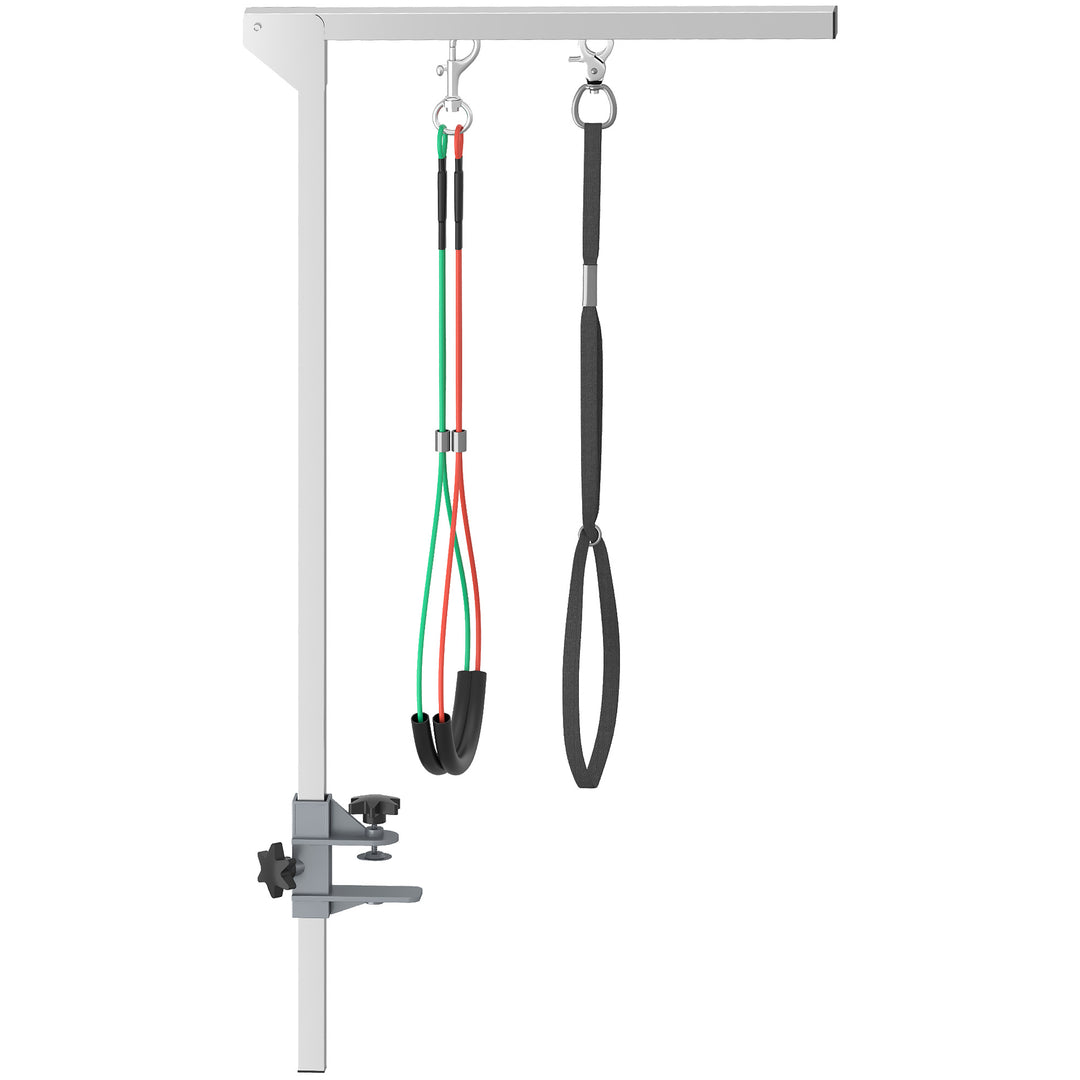 Adjustable Pet Grooming Arm, with Clamp, Haunch Holders & Grooming Loop - Sliver-Tone