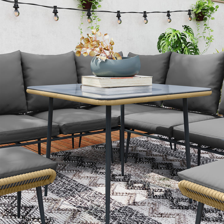 Six-Piece Rattan Strong Garden Sofa Set - Brown/Grey