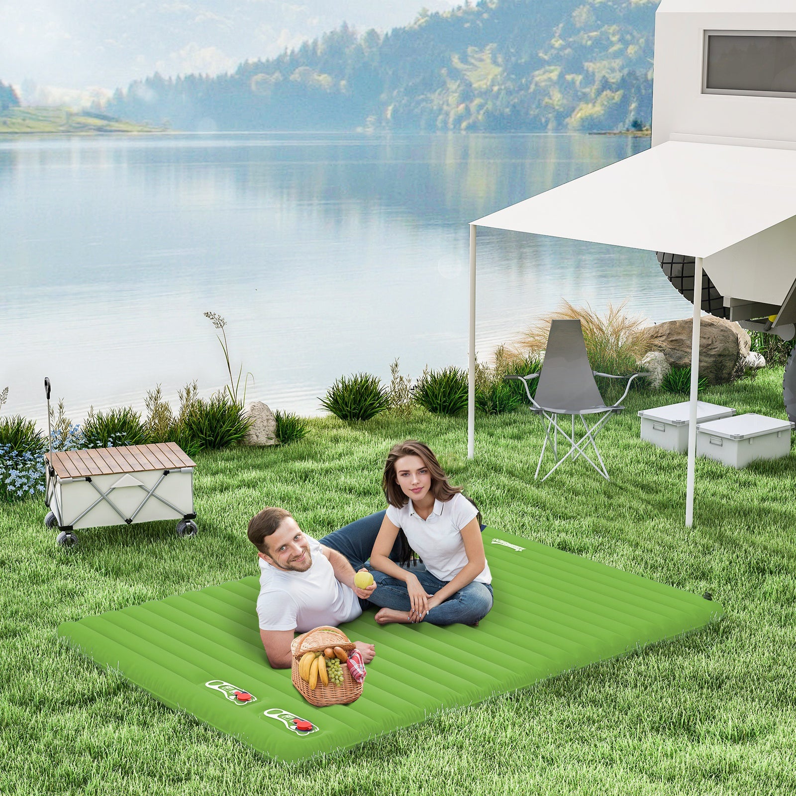 2 Person Camping Inflatable Mattress - Green