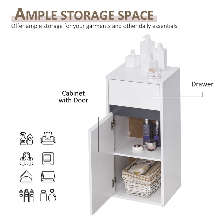 MDF Tri-Compartment Bathroom Storage Cabinet White